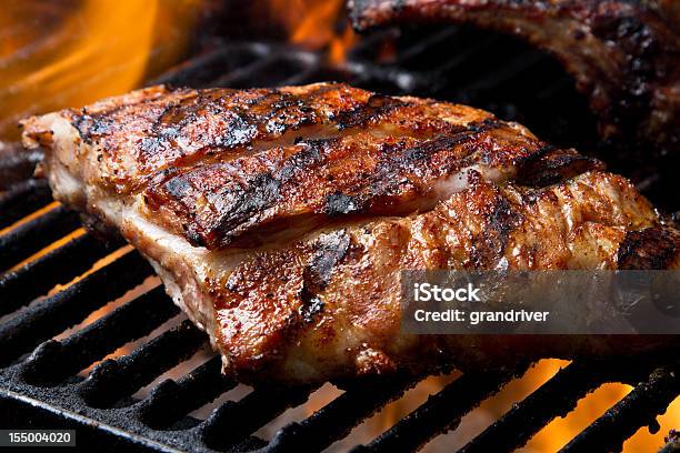 Baby Back Ribs Stock Photo - Download Image Now - Grilled, Backgrounds, Baked Beans