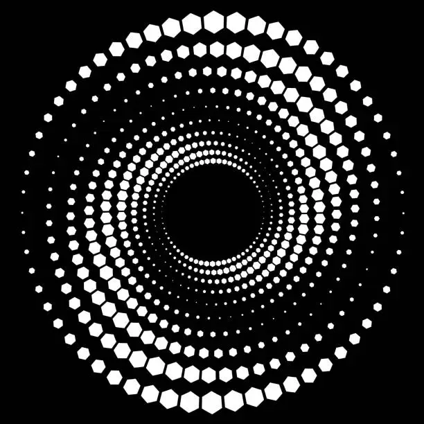 Vector illustration of Circular effect with hexagon