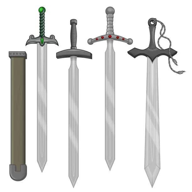 Vector illustration of Swords and scabbard vector design