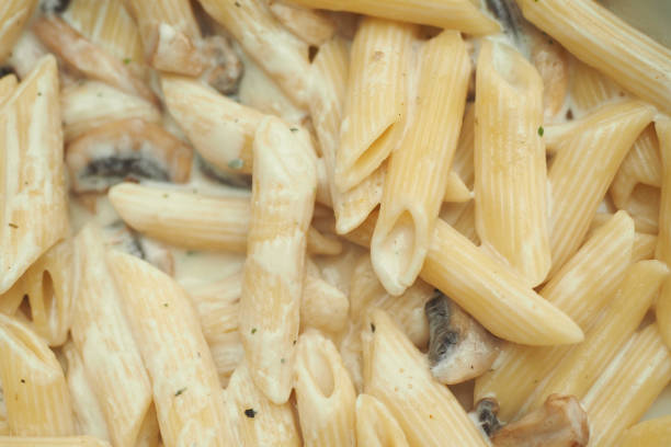 homemade cooked pasta in a plate on table