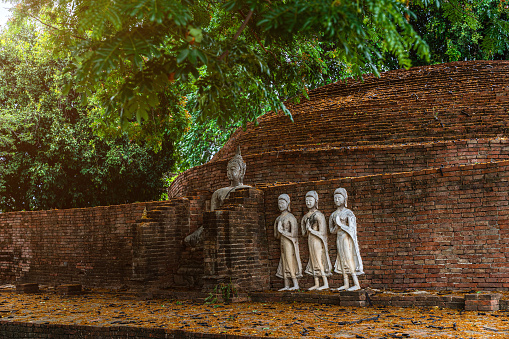 Ancient buddha figures in (SRI SUKHOT) temple is an ancient buddhist temple in Chan Palace is a Buddhist temple It is a major tourist attraction in Phitsanulok,Thailand.