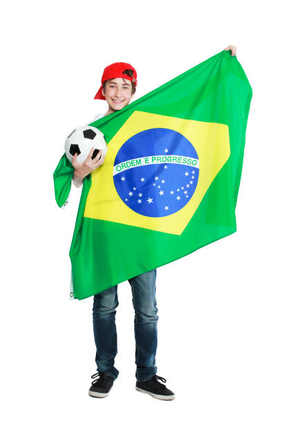 istock Young boy with Brazilian Flag 155007483