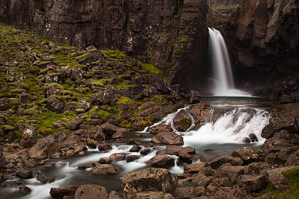 Waterfall near Egilstadir stock photo