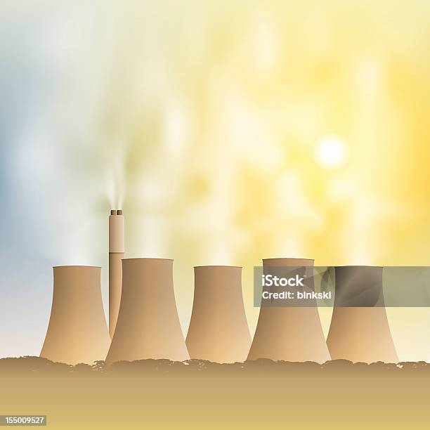 Elektrownia - Stockowe grafiki wektorowe i więcej obrazów Bez ludzi - Bez ludzi, Chłodnia kominowa, Dym