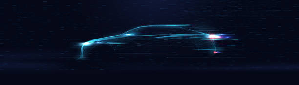 istock Abstract futuristic speeding sports car. Automotive banner. Low polygons, triangles, wireframes, and particle style. Vector illustration 1550095662