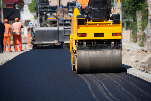 Asphalt paving and road construction, roadworks, New highway road constructions