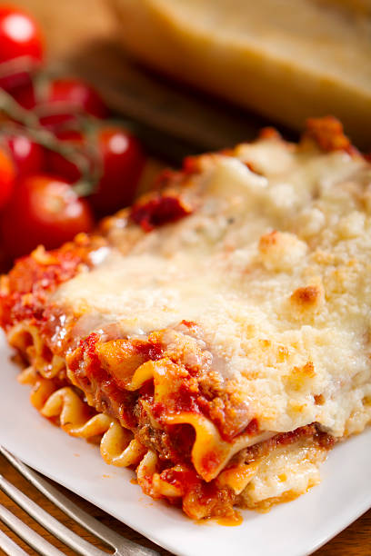 istock A slice of lasagna on a white plate 155012414
