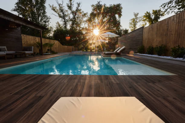 istock View of the modern patio with swimming pool. 1550125683