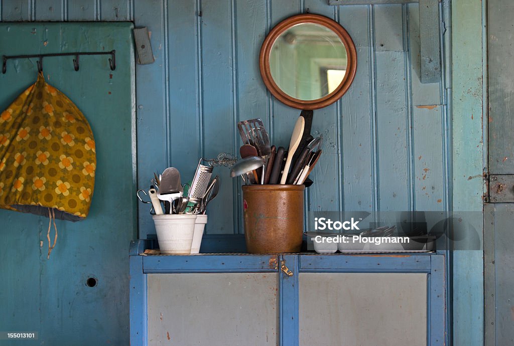 Coisas de cozinha de Casa de madeira velha Sueco - Royalty-free Armário Foto de stock