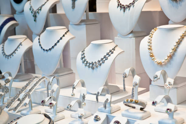 Jewelry on window display Jewelry Store. jewelry store stock pictures, royalty-free photos & images