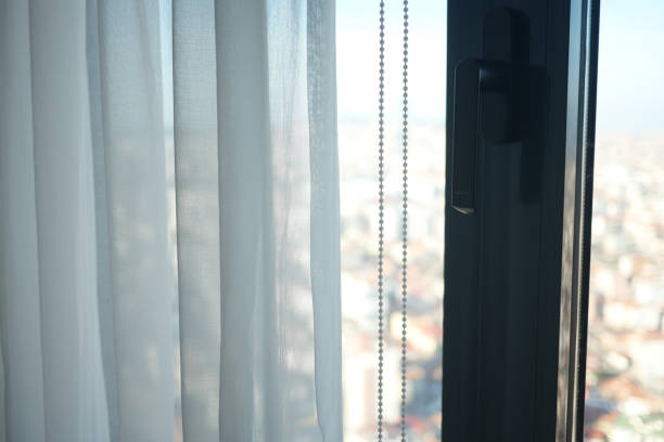 istock close up of clean fabric curtain. 1550134221