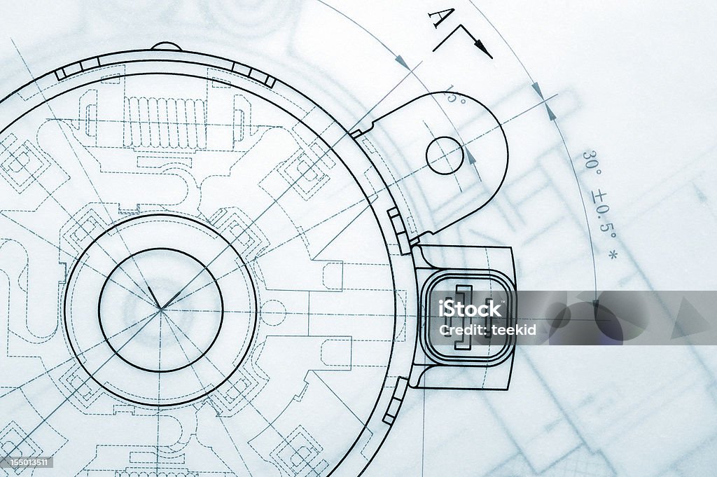 Mechanical Industry Blueprint  Plan - Document Stock Photo