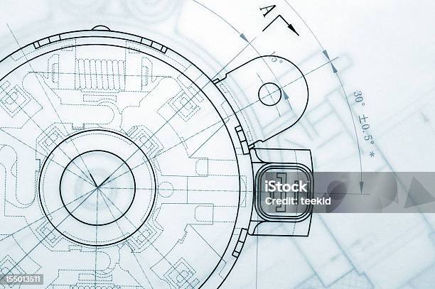 Mechanical Industry Blueprint Stock Photo - Download Image Now - Plan - Document, Engineer, Engineering