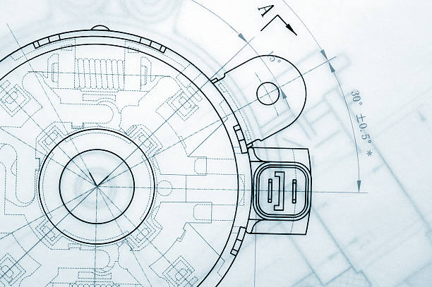 mechanical industry blueprint - makine stok fotoğraflar ve resimler