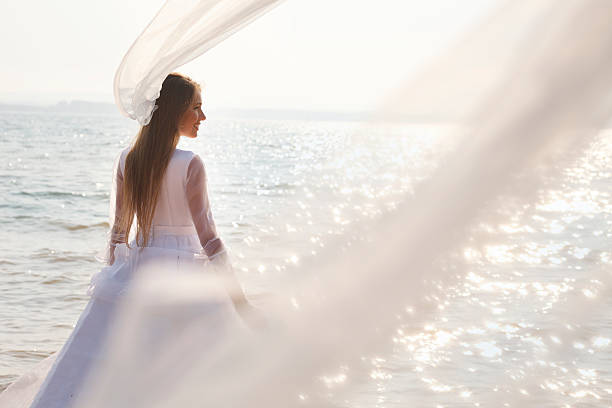 Long  flying veil stock photo