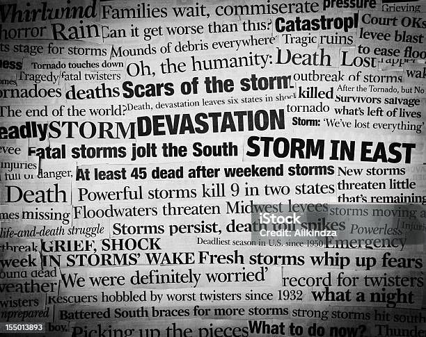 Photo libre de droit de Larme Secrète Des Tempêtes Headling Collage banque d'images et plus d'images libres de droit de Police de caractère - Police de caractère, Journal, Tous types de crises