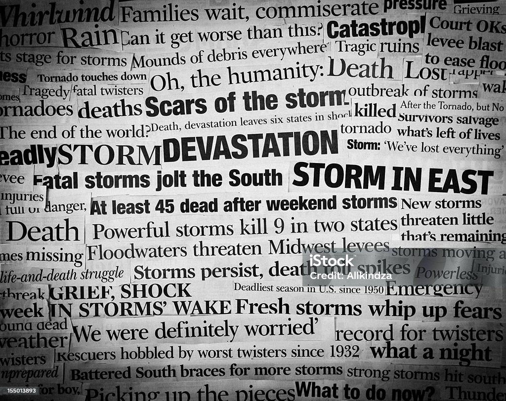 Poder tempestades headling colagem - Royalty-free Texto datilografado Foto de stock