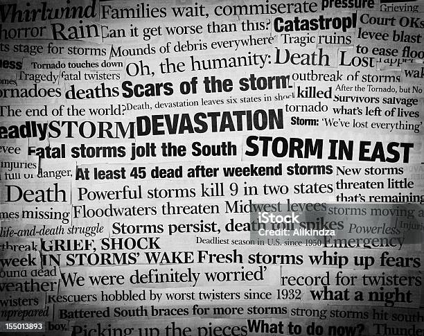 Poder Tempestades Headling Colagem - Fotografias de stock e mais imagens de Texto datilografado - Texto datilografado, Jornal, Crise
