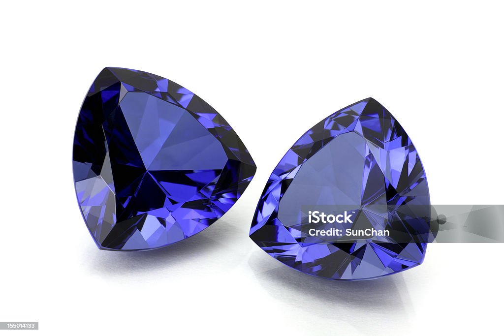 Pair of Tanzanite or Sapphire  Sapphire Stock Photo