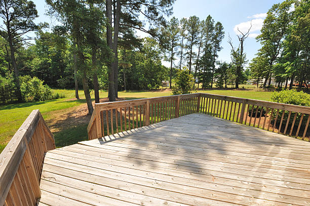 Large Wooden Deck of Home  decking stock pictures, royalty-free photos & images