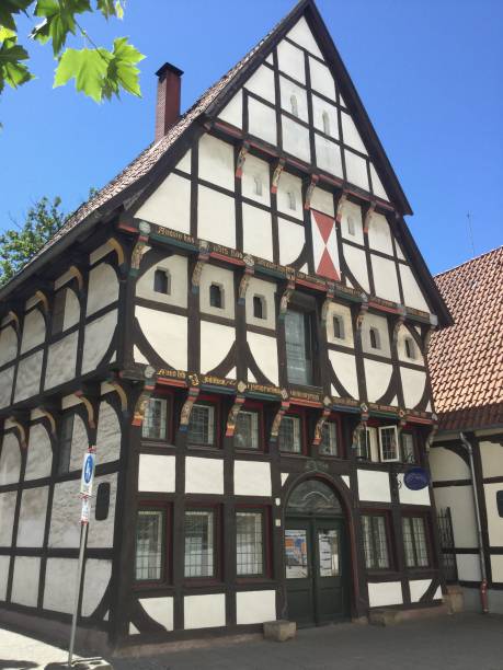 half-timbered houses - hanseatic city of herford. - herford imagens e fotografias de stock