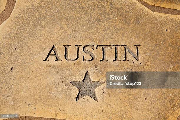 Austin Teksas Przedstawione Na Mapie Z Betonu Star State Capitol - zdjęcia stockowe i więcej obrazów Austin - Stan Teksas