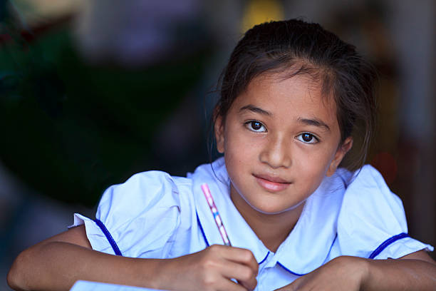 istock Studying hard - school girl in Cambodia 155015194