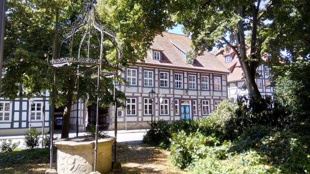 half-timbered houses - hanseatic city of herford. - herford imagens e fotografias de stock