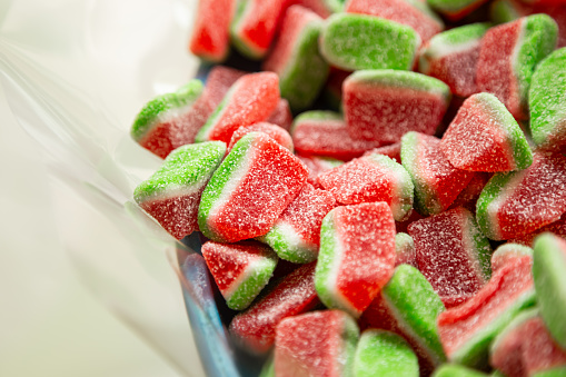 Watermelon Fruit Parts with Mint - White Background