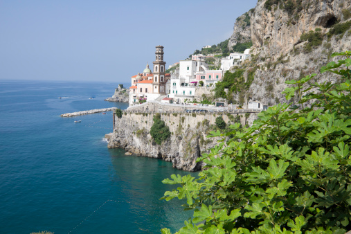 Scenic view of Amalfi coast and Positano town, Italy