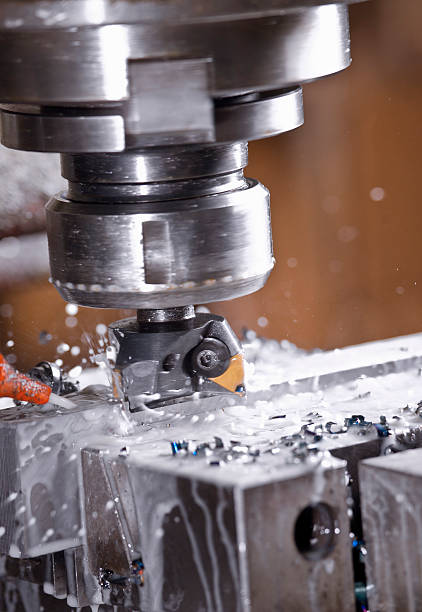 istock Industrial metal milling machine cutting steel 155016377