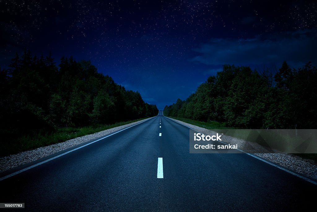 País estrada na noite - Foto de stock de Noite royalty-free