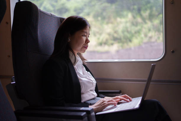 istock A businesswoman riding a high-speed rail 1550183095