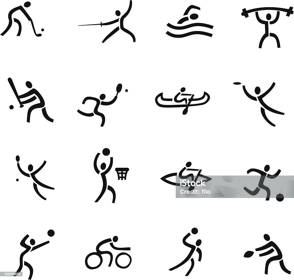 Sports Icons A set of black and white sports icons. Icon Symbol stock vector