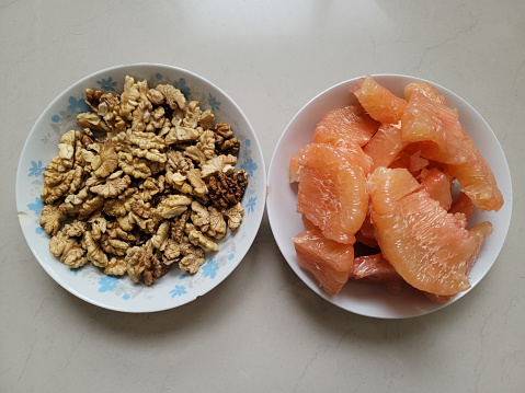 walnuts and grapefruit