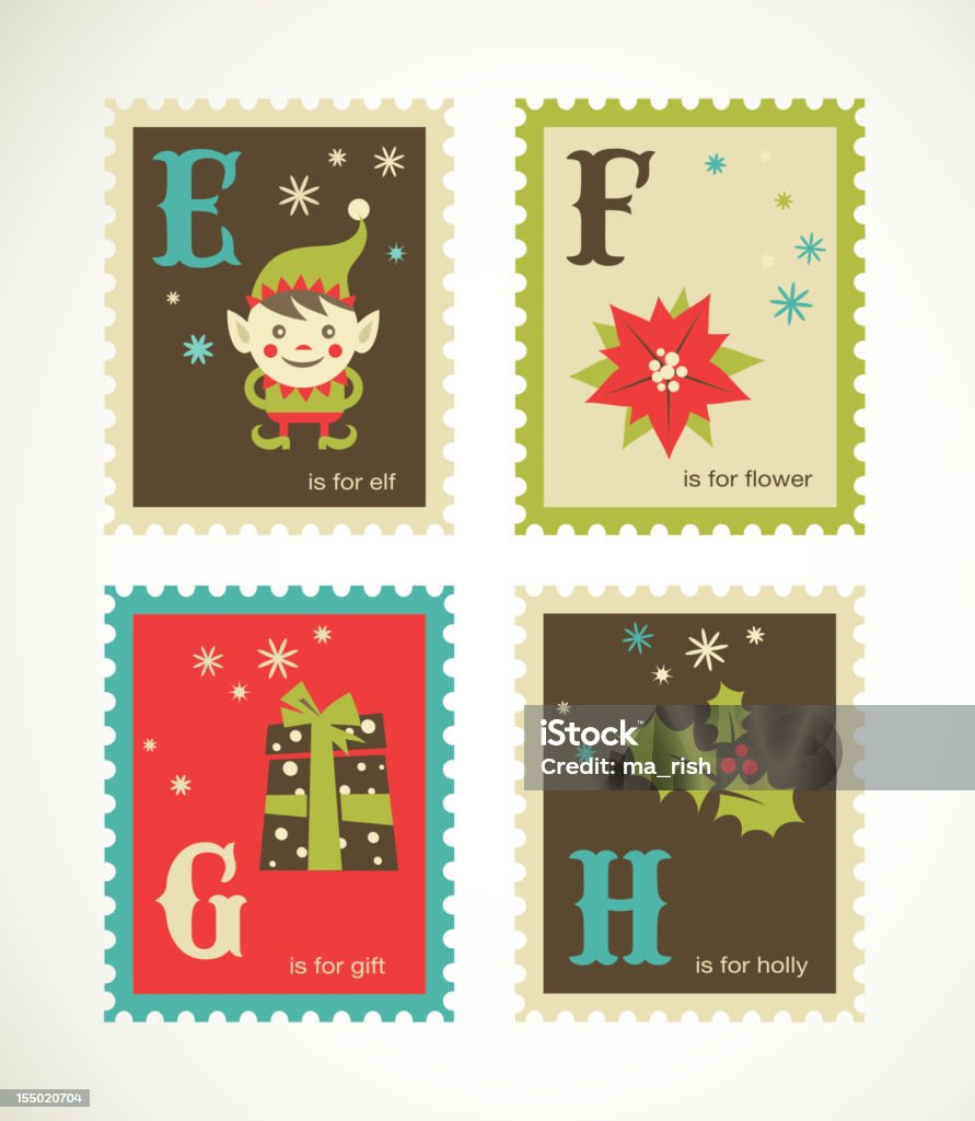alphabet rétro de Noël avec des icônes - clipart vectoriel de Abstrait libre de droits