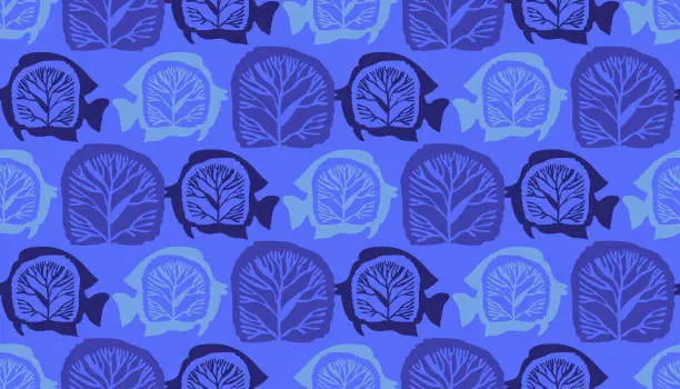 Vector illustration of Seaweed pattern 10