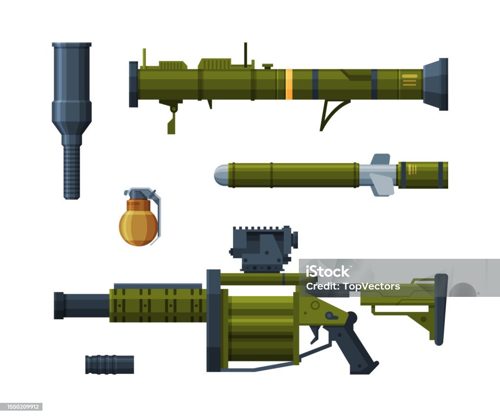 Grenade Exploding Vector Grenade Projector And Shell As Explosive Weapon Vector Set Stock ...