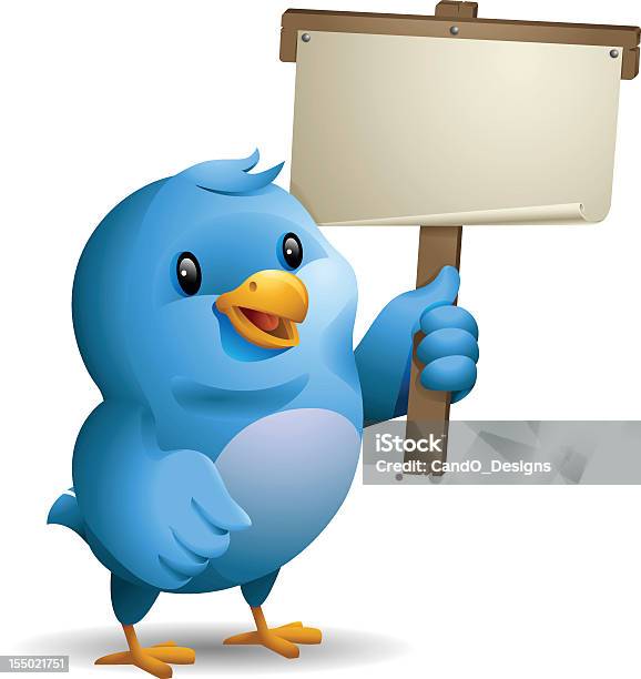 Bluebird Holding Banner Stock Illustration - Download Image Now - Online Messaging, Bird, Vector