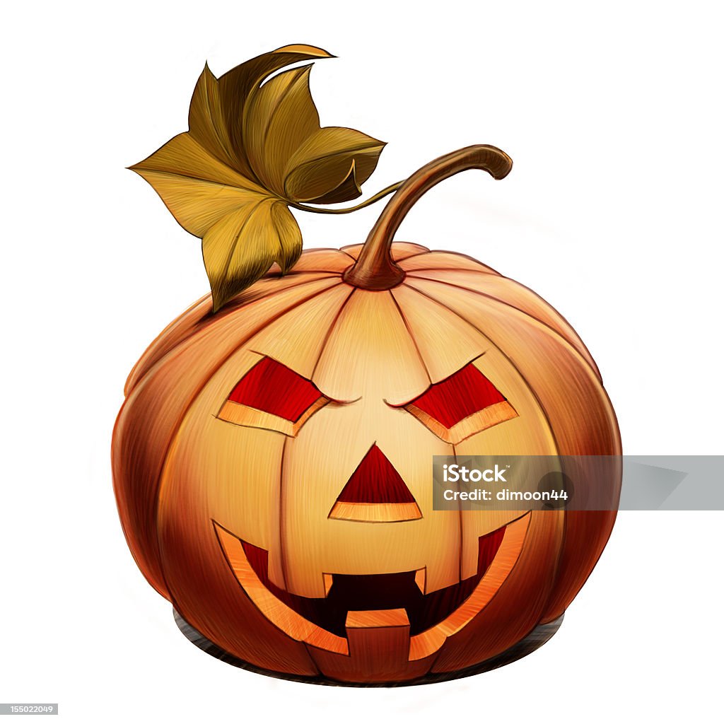 Halloween Pumpkin Halloween pumpkin isolated on white background Anthropomorphic Smiley Face stock illustration