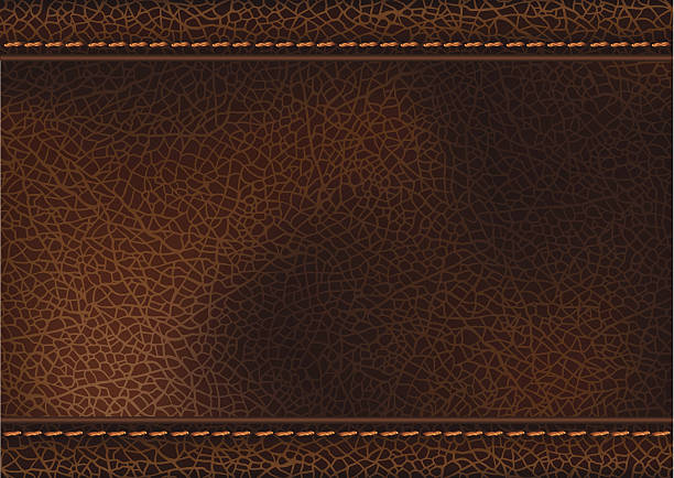 Leather texture with stitching vector art illustration