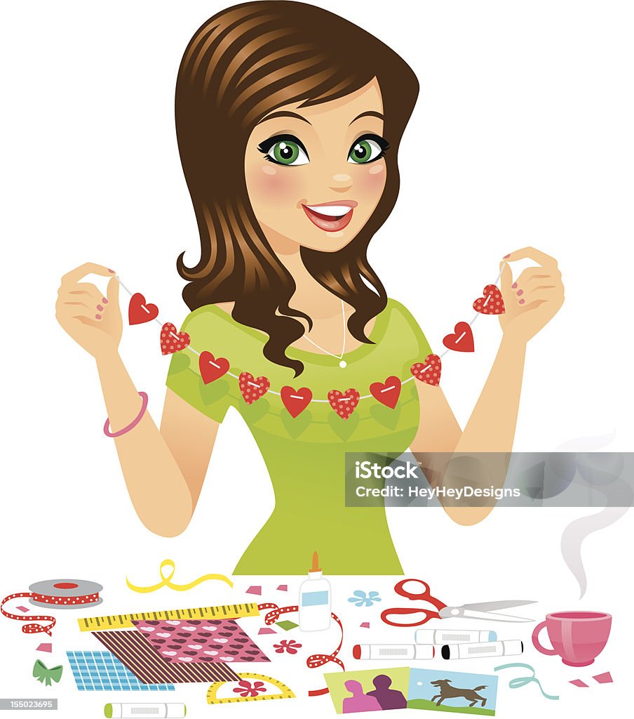 Woman Making Crafts Stock Illustration - Download Image Now - Adult, Adults  Only, Art And Craft - iStock