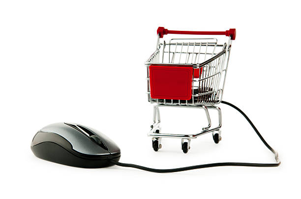 istock Internet online shopping concept with computer and cart 155024668