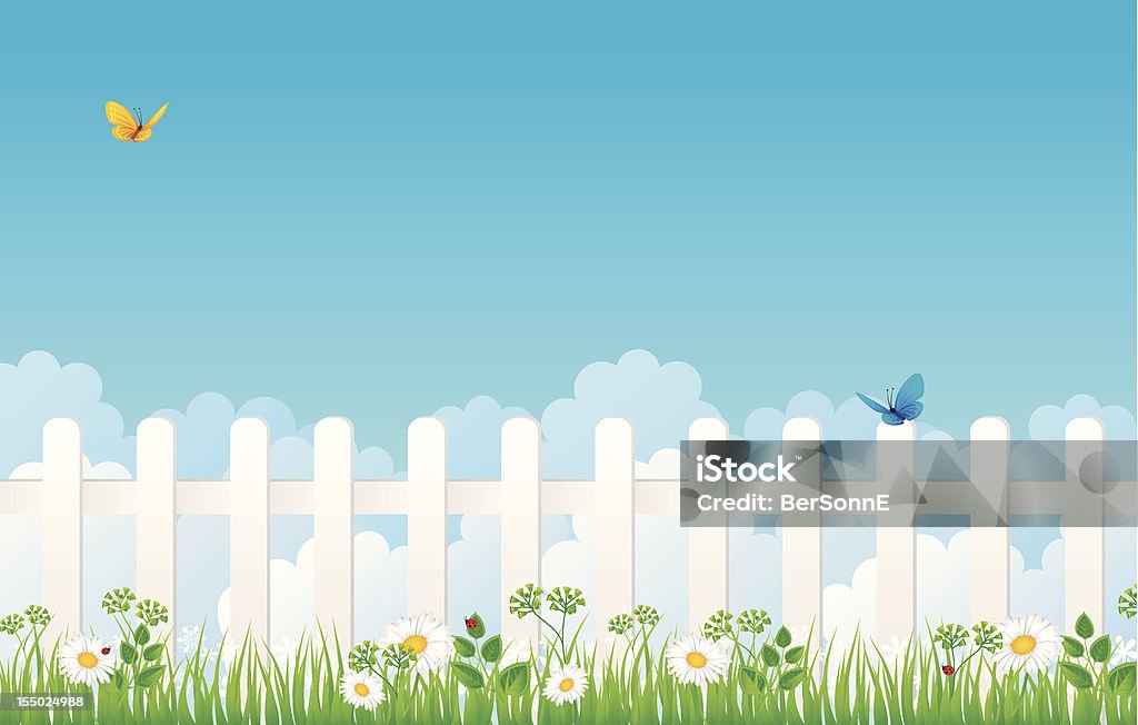 White fence with grass Agricultural Field stock vector