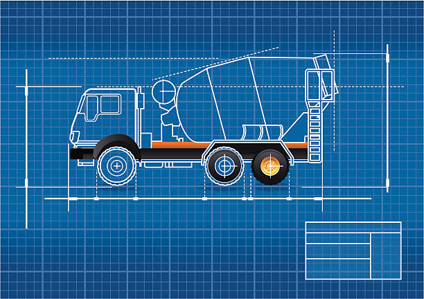 Blueprint, Bétonnière - Illustration vectorielle