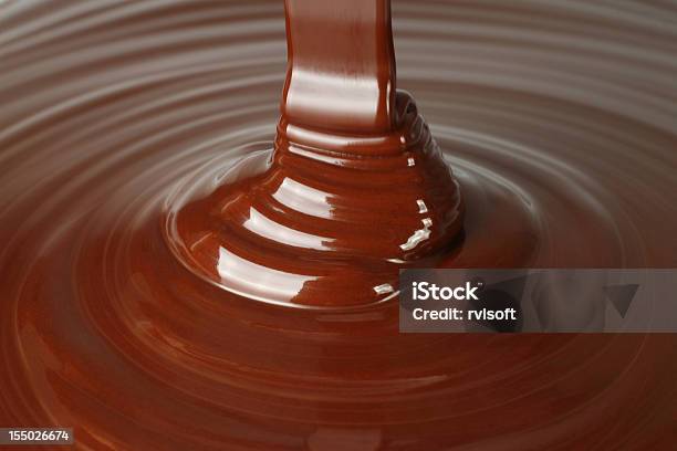 Dark Chocolate Flow Stock Photo - Download Image Now - Brown, Chocolate, Close-up