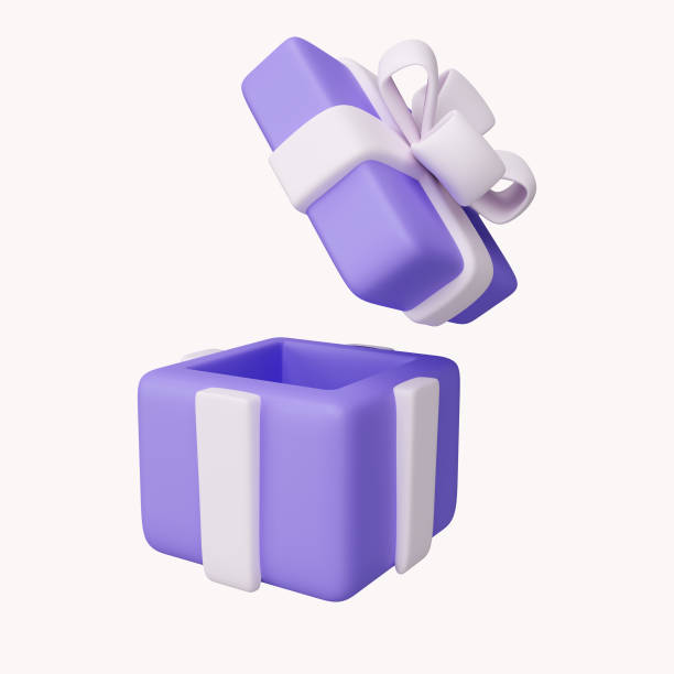 istock 3D purple gift box for shopping concept. icon isolated on white background. 3d rendering illustration. Clipping path 1550275115