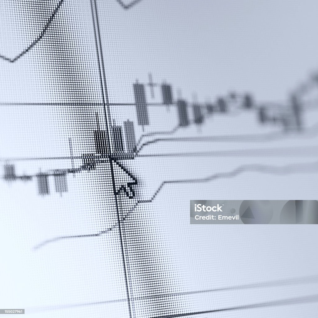 주식 시장 그래프 컴퓨터 모니터의 - 로열티 프리 0명 스톡 사진