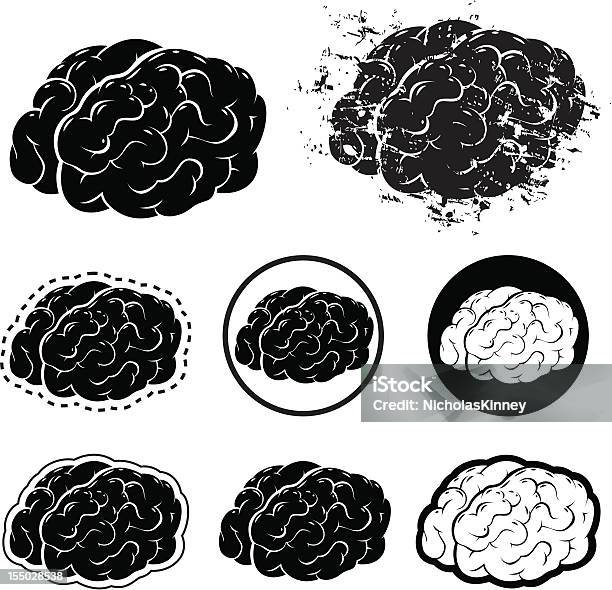 Mózg Sylwetka I Grunge Ilustracja Wektorowa - Stockowe grafiki wektorowe i więcej obrazów Anatomia człowieka - Anatomia człowieka, Ciało ludzkie, Clip Art