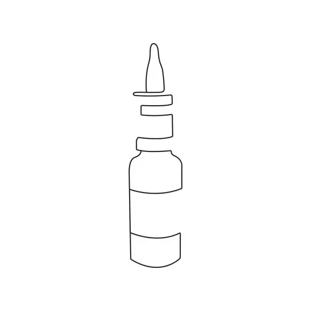 Vector illustration of Nasal spray bottle. One line art.